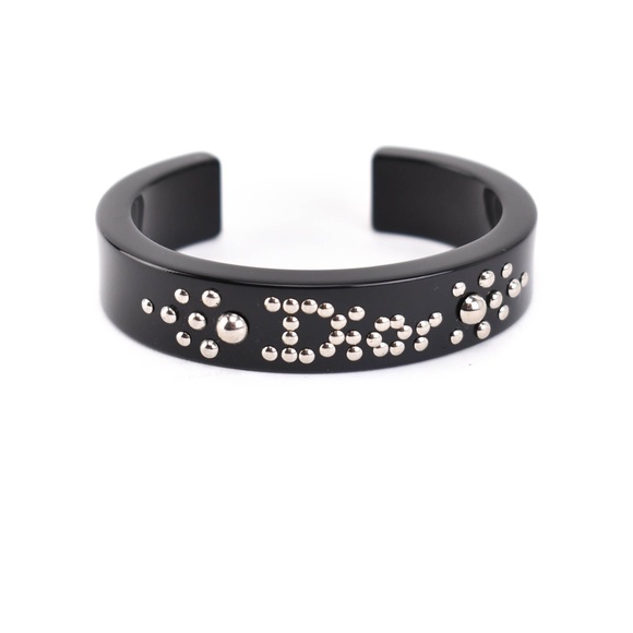 Dior Jewelry - DIOR: Black & Silver Studs Logo Cuff/Bracelet (mt)